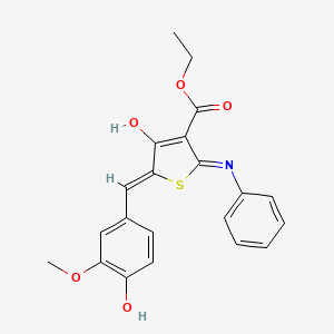 molecular formula C21H19NO5S B6018632 ethyl 2-anilino-5-(4-hydroxy-3-methoxybenzylidene)-4-oxo-4,5-dihydro-3-thiophenecarboxylate CAS No. 5929-61-3