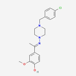 molecular formula C20H24ClN3O2 B6018639 4-{N-[4-(4-chlorobenzyl)-1-piperazinyl]ethanimidoyl}-2-methoxyphenol 