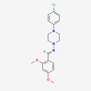 molecular formula C19H22ClN3O2 B6018644 N-[4-(4-chlorophenyl)piperazin-1-yl]-1-(2,4-dimethoxyphenyl)methanimine 