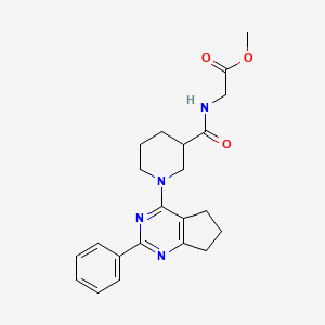 molecular formula C22H26N4O3 B6018659 methyl N-{[1-(2-phenyl-6,7-dihydro-5H-cyclopenta[d]pyrimidin-4-yl)-3-piperidinyl]carbonyl}glycinate 