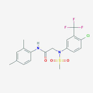 molecular formula C18H18ClF3N2O3S B6018672 N~2~-[4-chloro-3-(trifluoromethyl)phenyl]-N~1~-(2,4-dimethylphenyl)-N~2~-(methylsulfonyl)glycinamide 