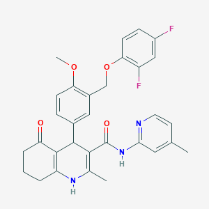 molecular formula C31H29F2N3O4 B6018699 4-{3-[(2,4-DIFLUOROPHENOXY)METHYL]-4-METHOXYPHENYL}-2-METHYL-N-(4-METHYL-2-PYRIDYL)-5-OXO-1,4,5,6,7,8-HEXAHYDRO-3-QUINOLINECARBOXAMIDE 