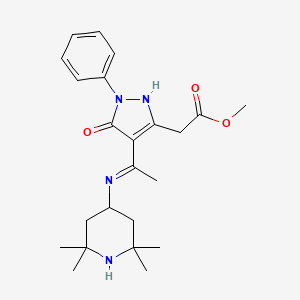 molecular formula C23H32N4O3 B6018737 methyl [(4Z)-5-oxo-1-phenyl-4-{1-[(2,2,6,6-tetramethylpiperidin-4-yl)amino]ethylidene}-4,5-dihydro-1H-pyrazol-3-yl]acetate 