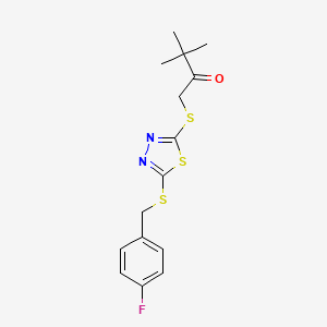 1-((5-((4-Fluorobenzyl)thio)-1,3,4-thiadiazol-2-YL)thio)-3,3-dimethyl-2-butanone