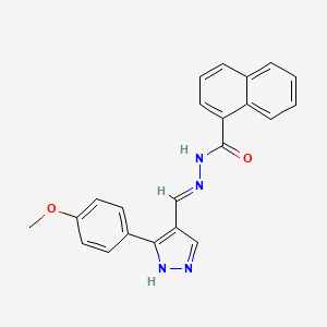 molecular formula C22H18N4O2 B6018747 N'-{[3-(4-methoxyphenyl)-1H-pyrazol-4-yl]methylene}-1-naphthohydrazide 