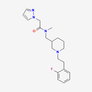 molecular formula C20H27FN4O B6018779 N-[[1-[2-(2-fluorophenyl)ethyl]piperidin-3-yl]methyl]-N-methyl-2-pyrazol-1-ylacetamide 