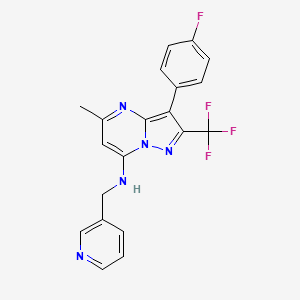 molecular formula C20H15F4N5 B6018794 3-(4-FLUOROPHENYL)-5-METHYL-N-[(PYRIDIN-3-YL)METHYL]-2-(TRIFLUOROMETHYL)PYRAZOLO[1,5-A]PYRIMIDIN-7-AMINE 