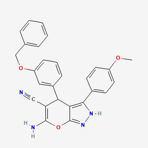 6-AMINO-4-[3-(BENZYLOXY)PHENYL]-3-(4-METHOXYPHENYL)-1,4-DIHYDROPYRANO[2,3-C]PYRAZOL-5-YL CYANIDE