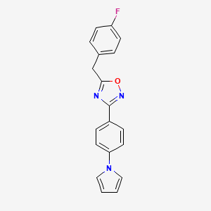 molecular formula C19H14FN3O B6018878 5-[(4-FLUOROPHENYL)METHYL]-3-[4-(1H-PYRROL-1-YL)PHENYL]-1,2,4-OXADIAZOLE 