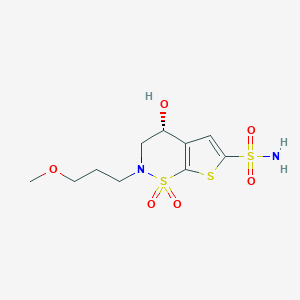 molecular formula C10H16N2O6S3 B601889 (R)-4-Hydroxy-2-(3-methoxypropyl)-3,4-dihydro-2H-thieno[3,2-E][1,2]thiazine-6-sulfonamide 1,1-dioxide CAS No. 165117-54-4