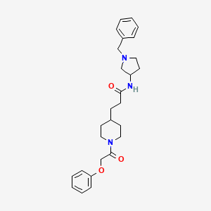 molecular formula C27H35N3O3 B6018900 N-(1-benzyl-3-pyrrolidinyl)-3-[1-(phenoxyacetyl)-4-piperidinyl]propanamide 