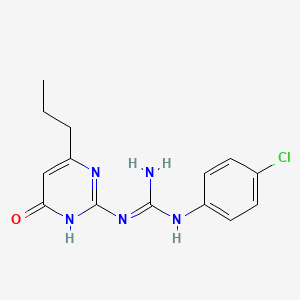 molecular formula C14H16ClN5O B6018905 N-(4-chlorophenyl)-N'-(6-oxo-4-propyl-1,6-dihydro-2-pyrimidinyl)guanidine 