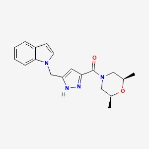 1-[(3-{[(2R*,6S*)-2,6-dimethyl-4-morpholinyl]carbonyl}-1H-pyrazol-5-yl)methyl]-1H-indole