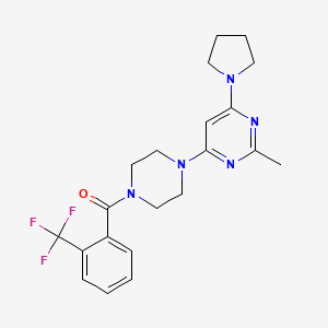 molecular formula C21H24F3N5O B6018954 2-Methyl-4-(pyrrolidin-1-YL)-6-{4-[2-(trifluoromethyl)benzoyl]piperazin-1-YL}pyrimidine 