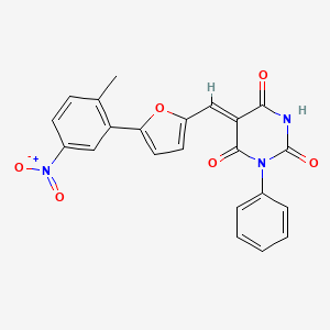 (5Z)-5-{[5-(2-Methyl-5-nitrophenyl)furan-2-YL]methylidene}-1-phenyl-1,3-diazinane-2,4,6-trione