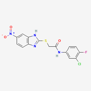 molecular formula C15H10ClFN4O3S B6019052 N~1~-(3-CHLORO-4-FLUOROPHENYL)-2-[(5-NITRO-1H-1,3-BENZIMIDAZOL-2-YL)SULFANYL]ACETAMIDE 