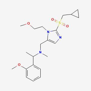 molecular formula C21H31N3O4S B6019059 N-{[2-[(cyclopropylmethyl)sulfonyl]-1-(2-methoxyethyl)-1H-imidazol-5-yl]methyl}-1-(2-methoxyphenyl)-N-methylethanamine 