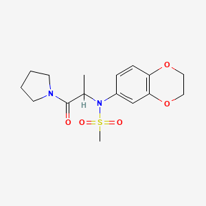 molecular formula C16H22N2O5S B6019093 N-(2,3-dihydro-1,4-benzodioxin-6-yl)-N-[1-methyl-2-oxo-2-(1-pyrrolidinyl)ethyl]methanesulfonamide 