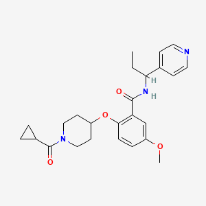 molecular formula C25H31N3O4 B6019107 2-{[1-(cyclopropylcarbonyl)-4-piperidinyl]oxy}-5-methoxy-N-[1-(4-pyridinyl)propyl]benzamide 