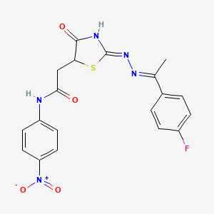 2-(2-{[1-(4-fluorophenyl)ethylidene]hydrazono}-4-hydroxy-2,5-dihydro-1,3-thiazol-5-yl)-N-(4-nitrophenyl)acetamide