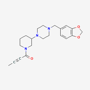 molecular formula C21H27N3O3 B6019180 1-(1,3-benzodioxol-5-ylmethyl)-4-[1-(2-butynoyl)-3-piperidinyl]piperazine 