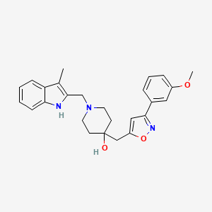 molecular formula C26H29N3O3 B6019204 4-{[3-(3-methoxyphenyl)-5-isoxazolyl]methyl}-1-[(3-methyl-1H-indol-2-yl)methyl]-4-piperidinol 