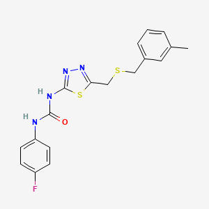 molecular formula C18H17FN4OS2 B6019218 1-(4-Fluorophenyl)-3-(5-{[(3-methylbenzyl)sulfanyl]methyl}-1,3,4-thiadiazol-2-yl)urea 