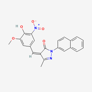 molecular formula C22H17N3O5 B6019242 4-(4-hydroxy-3-methoxy-5-nitrobenzylidene)-5-methyl-2-(2-naphthyl)-2,4-dihydro-3H-pyrazol-3-one 