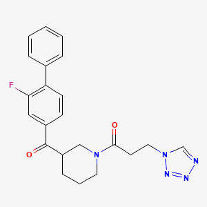 molecular formula C22H22FN5O2 B6019278 (2-fluoro-4-biphenylyl){1-[3-(1H-tetrazol-1-yl)propanoyl]-3-piperidinyl}methanone 