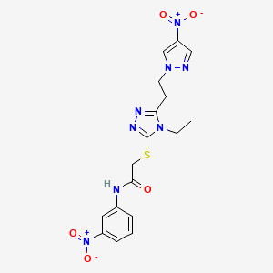 2-({4-ethyl-5-[2-(4-nitro-1H-pyrazol-1-yl)ethyl]-4H-1,2,4-triazol-3-yl}thio)-N-(3-nitrophenyl)acetamide