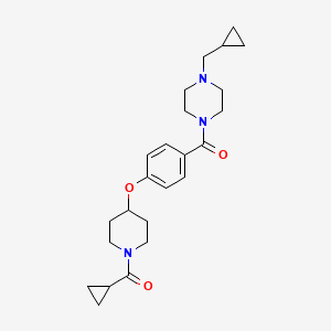 molecular formula C24H33N3O3 B6019409 1-(4-{[1-(cyclopropylcarbonyl)-4-piperidinyl]oxy}benzoyl)-4-(cyclopropylmethyl)piperazine 