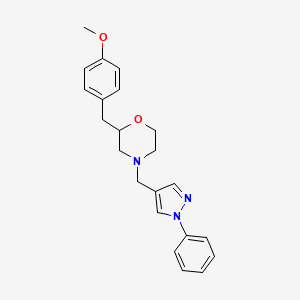 molecular formula C22H25N3O2 B6019416 2-(4-methoxybenzyl)-4-[(1-phenyl-1H-pyrazol-4-yl)methyl]morpholine 