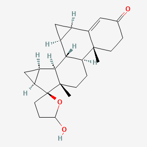 molecular formula C24H32O3 B601944 (1aR,5aR,7aS,8S,8aS,9aS,9bS,9dR)-5'-Hydroxy-5a,7a-dimethyl-1,1a,5,5a,5b,6,7,7a,8a,9,9a,9b,9c,9d-tetradecahydrospiro[cyclopropa[4,5]cyclopenta[1,2-a]cyclopropa[l]phenanthrene-8,2'-oxolan]-3(4H)-one CAS No. 863329-71-9