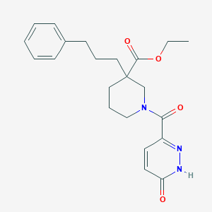 molecular formula C22H27N3O4 B6019504 ethyl 1-(6-oxo-1H-pyridazine-3-carbonyl)-3-(3-phenylpropyl)piperidine-3-carboxylate 