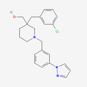 molecular formula C23H26ClN3O B6019525 [3-[(3-Chlorophenyl)methyl]-1-[(3-pyrazol-1-ylphenyl)methyl]piperidin-3-yl]methanol 