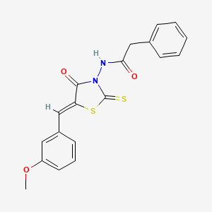 molecular formula C19H16N2O3S2 B6019559 N-[(5Z)-5-[(3-methoxyphenyl)methylidene]-4-oxo-2-sulfanylidene-1,3-thiazolidin-3-yl]-2-phenylacetamide 