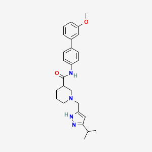 molecular formula C26H32N4O2 B6019598 1-[(5-isopropyl-1H-pyrazol-3-yl)methyl]-N-(3'-methoxy-4-biphenylyl)-3-piperidinecarboxamide 