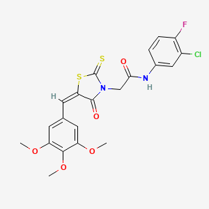 molecular formula C21H18ClFN2O5S2 B6019614 N-(3-chloro-4-fluorophenyl)-2-[4-oxo-2-thioxo-5-(3,4,5-trimethoxybenzylidene)-1,3-thiazolidin-3-yl]acetamide 