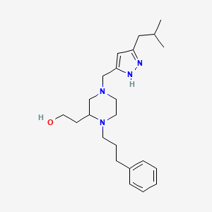 molecular formula C23H36N4O B6019655 2-[4-[(5-isobutyl-1H-pyrazol-3-yl)methyl]-1-(3-phenylpropyl)-2-piperazinyl]ethanol 