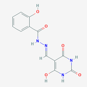 molecular formula C12H10N4O5 B6019666 2-hydroxy-N'-[(2,4,6-trioxotetrahydro-5(2H)-pyrimidinylidene)methyl]benzohydrazide 