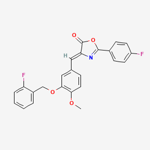 molecular formula C24H17F2NO4 B6019734 (4Z)-2-(4-fluorophenyl)-4-[[3-[(2-fluorophenyl)methoxy]-4-methoxyphenyl]methylidene]-1,3-oxazol-5-one 