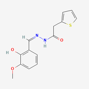 molecular formula C14H14N2O3S B6019743 N'-[(Z)-(2-HYDROXY-3-METHOXYPHENYL)METHYLIDENE]-2-(THIOPHEN-2-YL)ACETOHYDRAZIDE 