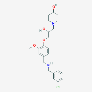 molecular formula C23H31ClN2O4 B6019782 1-[3-(4-{[(3-chlorobenzyl)amino]methyl}-2-methoxyphenoxy)-2-hydroxypropyl]-4-piperidinol 