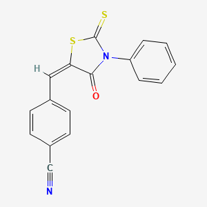 molecular formula C17H10N2OS2 B6019833 4-[(4-oxo-3-phenyl-2-thioxo-1,3-thiazolidin-5-ylidene)methyl]benzonitrile CAS No. 29947-12-4