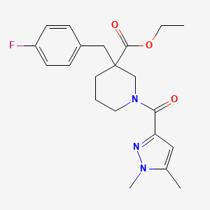 ethyl 1-[(1,5-dimethyl-1H-pyrazol-3-yl)carbonyl]-3-(4-fluorobenzyl)-3-piperidinecarboxylate