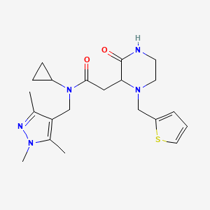 N-cyclopropyl-2-[3-oxo-1-(thiophen-2-ylmethyl)piperazin-2-yl]-N-[(1,3,5-trimethylpyrazol-4-yl)methyl]acetamide