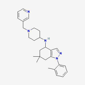 molecular formula C27H35N5 B6019847 6,6-dimethyl-1-(2-methylphenyl)-N-[1-(pyridin-3-ylmethyl)piperidin-4-yl]-5,7-dihydro-4H-indazol-4-amine 