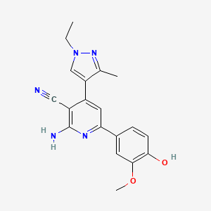 2-amino-4-(1-ethyl-3-methyl-1H-pyrazol-4-yl)-6-(4-hydroxy-3-methoxyphenyl)nicotinonitrile