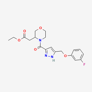 ethyl 2-[4-[5-[(3-fluorophenoxy)methyl]-1H-pyrazole-3-carbonyl]morpholin-3-yl]acetate