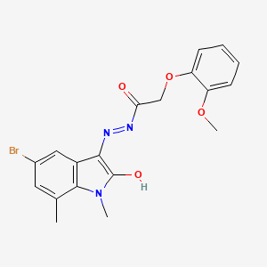 molecular formula C19H18BrN3O4 B6020646 N'-[(3E)-5-Bromo-1,7-dimethyl-2-oxo-2,3-dihydro-1H-indol-3-ylidene]-2-(2-methoxyphenoxy)acetohydrazide 